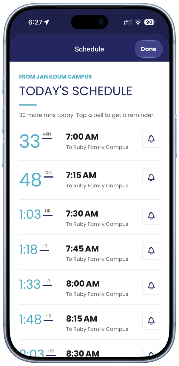 Today's full schedule from Jan Koum Campus