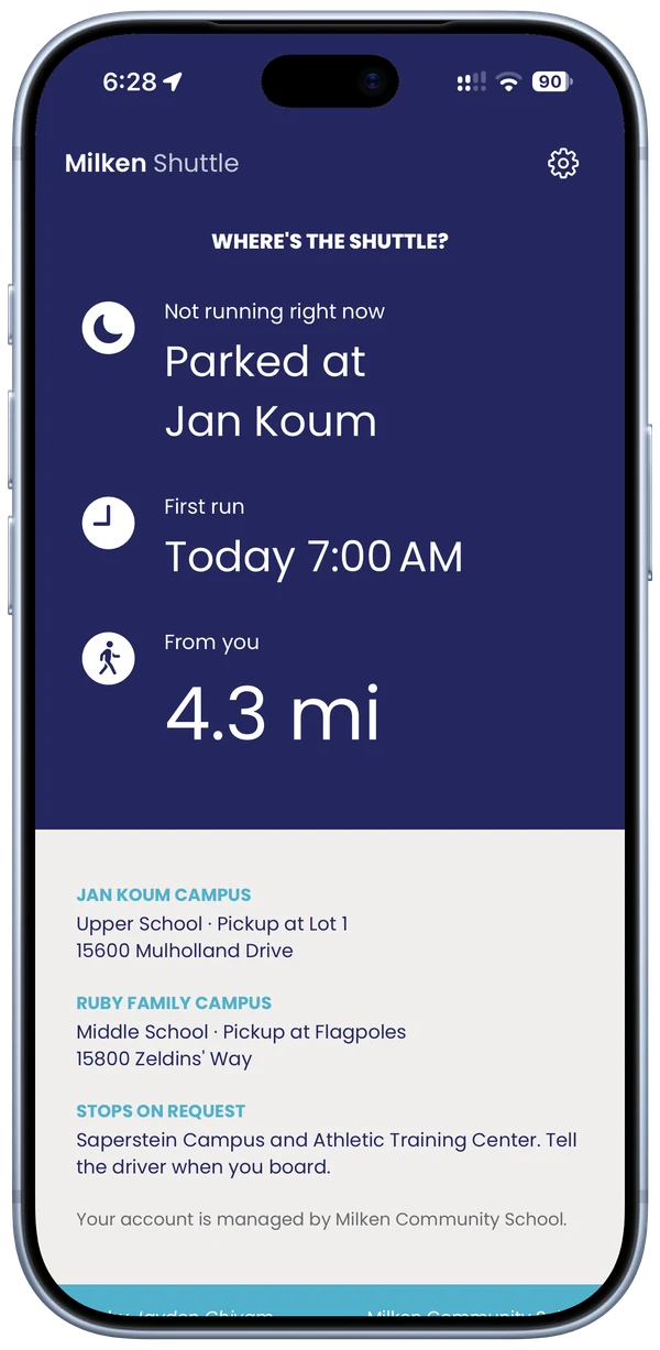 Where's the shuttle card and pickup details for each campus